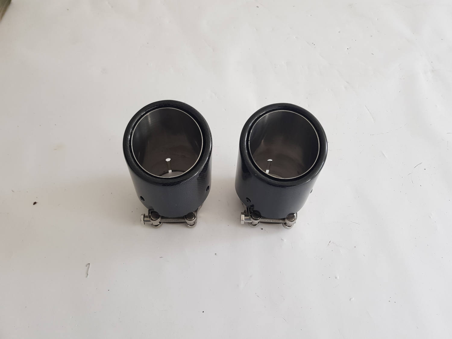 Sportauspuff Endrohr 4" 102 auf  3" 76mm Echt Carbon V2A Paar Set